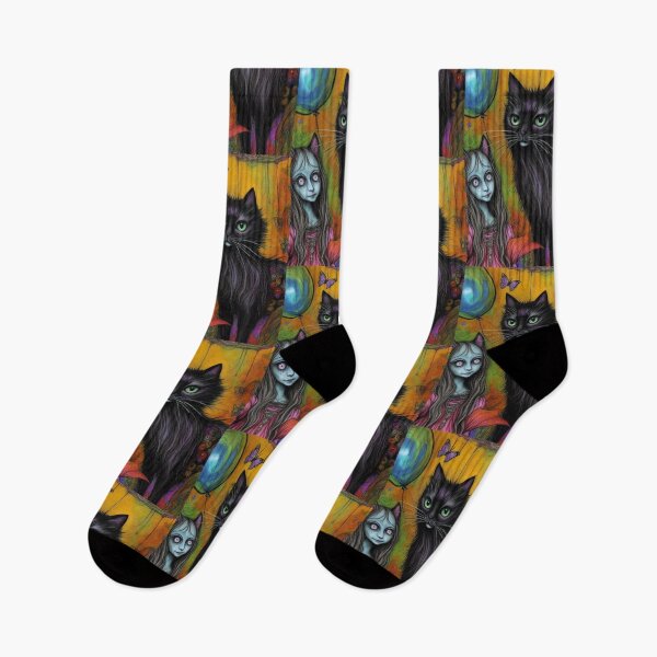 Item preview, Classic Vintage Haunting Abstract Girl and Cat designed and sold by TheDarkWardrobe.