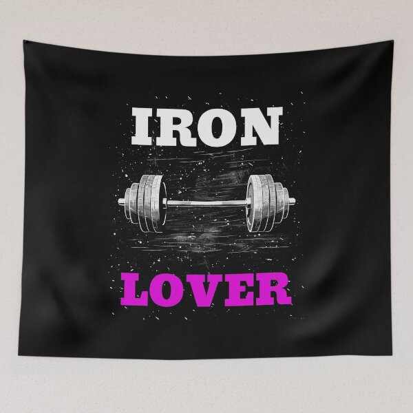 Item preview, IRON LOVER and Barbell, White and Pink Lettering Barbell Design designed and sold by Primal Pump Co LTD.