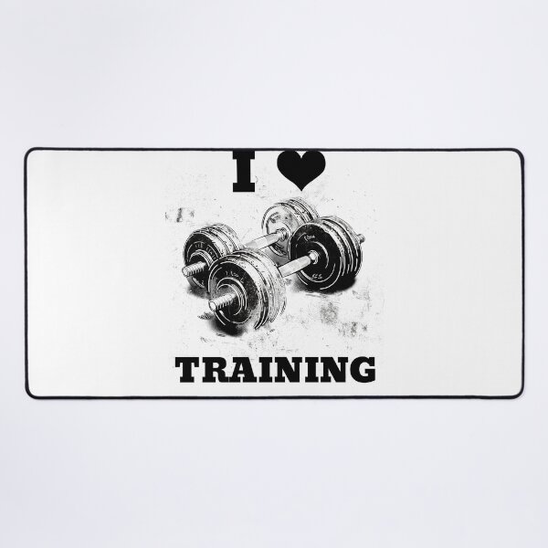 Item preview, I LOVE / HEART TRAINING, Black Lettering Black Heart Artistic Dumbbells Design designed and sold by Primal Pump Co LTD.