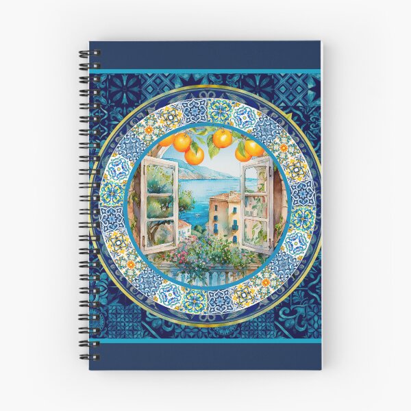 Item preview, Summer, Italian Mediterranean citrus round majolica tile designed and sold by ZeinabTaha.