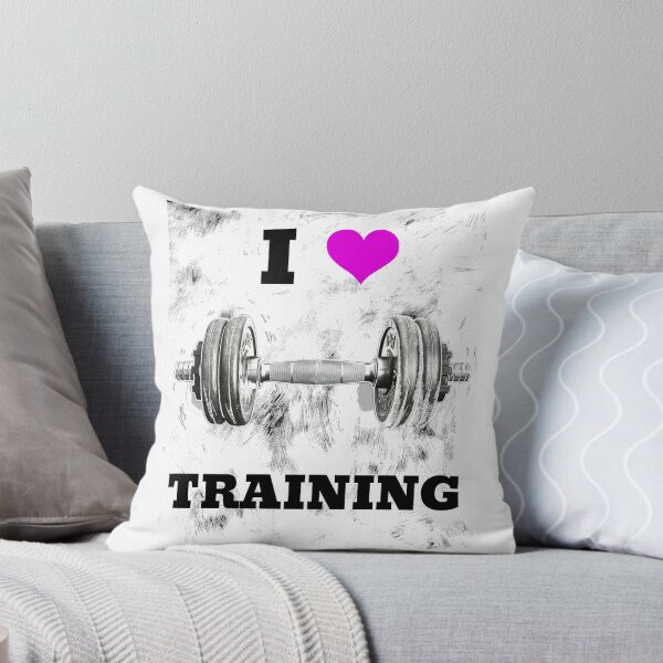Item preview, I LOVE / HEART TRAINING, Black Lettering Pink Heart Artistic Dumbbell Design designed and sold by Primal Pump Co LTD.