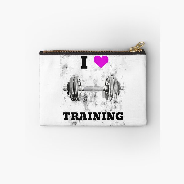 Item preview, I LOVE / HEART TRAINING, Black Lettering Pink Heart Artistic Dumbbell Design designed and sold by Primal Pump Co LTD.