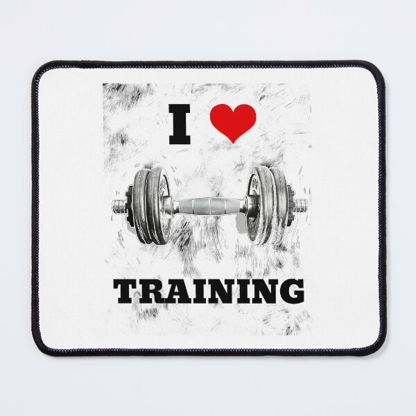 Item preview, I LOVE / HEART TRAINING, Black Lettering Red Heart Artistic Dumbbell Design designed and sold by Primal Pump Co LTD.