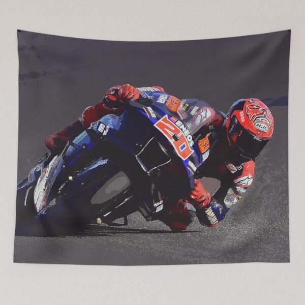 Item preview, Fabio Quartararo on his 2024 MotoGP motorcycle making a kneedown watercolor designed and sold by Rodissimus1984.