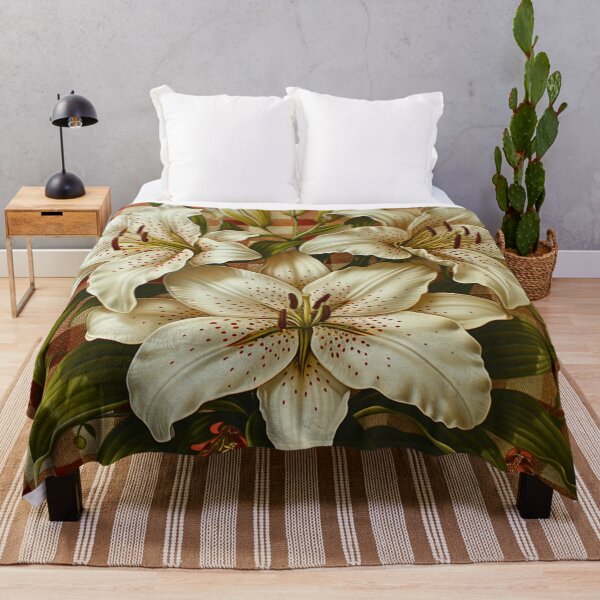 Item preview, Vintage Red Gingham and White Easter Lilies Pattern  designed and sold by HollywoodInked.