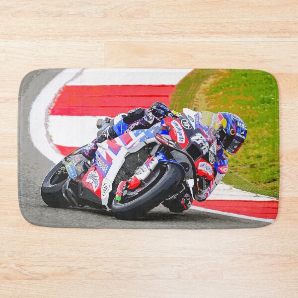 Item preview, Miguel Oliveira racing on his 2024 MotoGP motorcycle racing through the corners watercolor 2 designed and sold by Rodissimus1984.