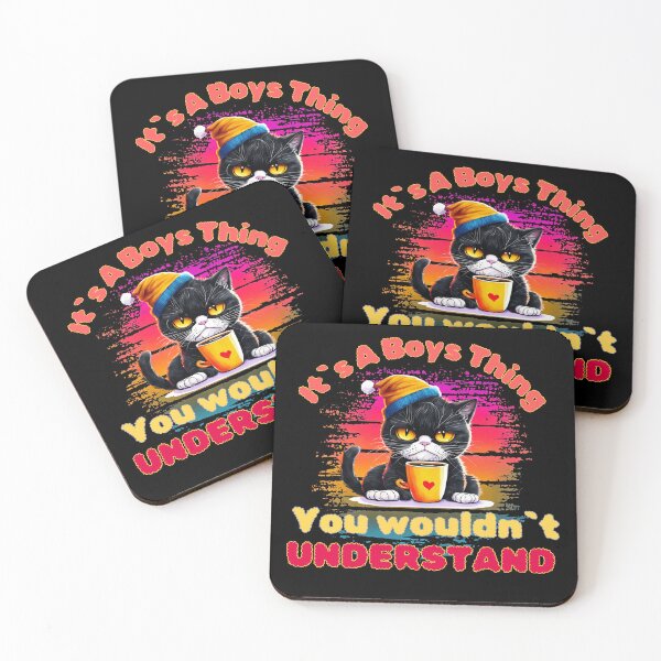 Item preview, It`s A Boys Thing, You Wouldn`t Understand, Angry Funny Black Cat with Coffee Colorful Design designed and sold by Raise2Shine.