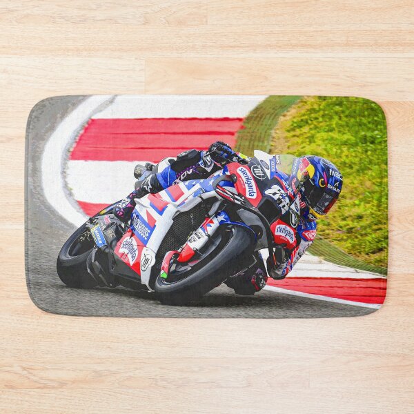 Item preview, Miguel Oliveira racing on his 2024 MotoGP motorcycle racing through the corners abstract 2 designed and sold by Rodissimus1984.
