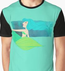Mermaid Splash in Teal and Green Graphic T-Shirt