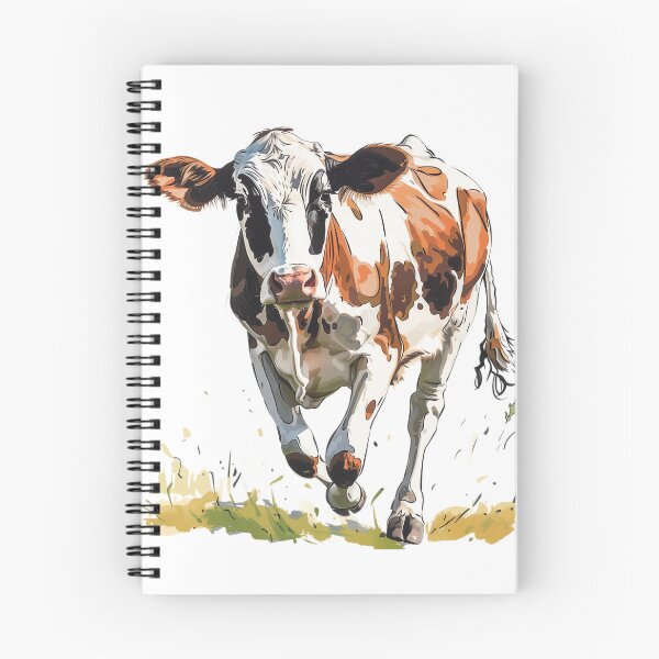 Aperçu de l'œuvre Vache tachetée paissant dans un pâturage ensoleillé créée et vendue par NatureSyllabus.