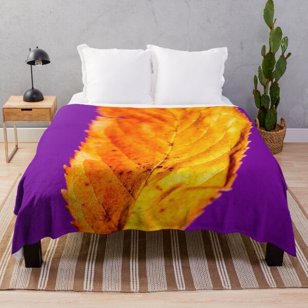 Item preview, Orange Autumn Leaf on purple designed and sold by FOLK ART FUSION by heidiannemorris.