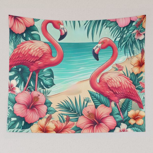 Item preview, Tropical Paradise Flamingos And Tropical Flowers designed and sold by Annabelhut.