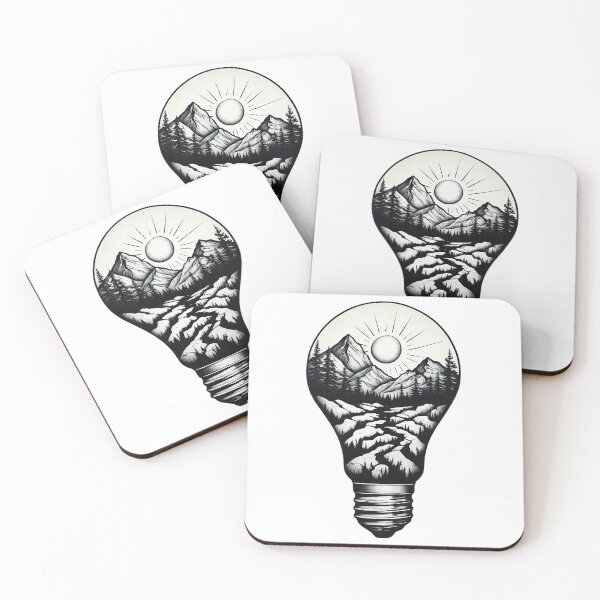Item preview, Abstract landscape of mountains in a light bulb. designed and sold by PixelCraftDSG.