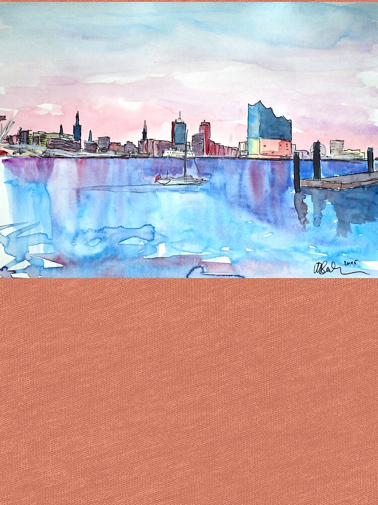 Thumbnail 7 of 7, Tri-blend T-Shirt, Hamburg Harbour Skyline And Elbe Philharmonic Hall designed and sold by artshop77.