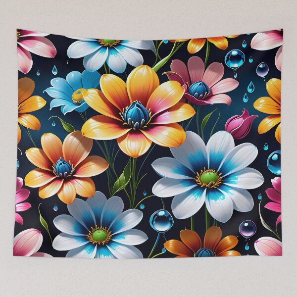 Item preview, Fantasy Flower Pattern With Water Droplets designed and sold by TheArtOfPat.