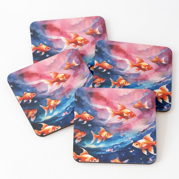 Artikelvorschau, Goldfische schwimmen vor einem rosa abstrakten Hintergrund entworfen und verkauft von soulfulpalette.