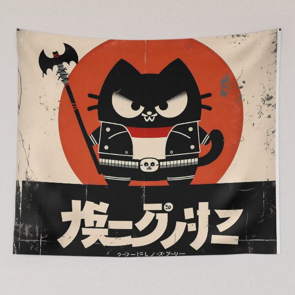 Item preview, Kawaii Defiant Urban Warrior Cat Vintage Japanese designed and sold by IAPICTURE.