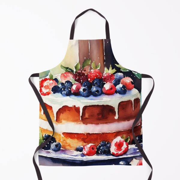 Aperçu de l'œuvre aquarelle d'un délicieux gâteau décadent garni de fruits créée et vendue par soulfulpalette.