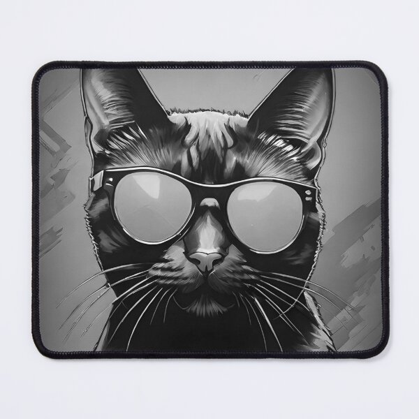 Item preview, Black Cat with sunglasses (Black & White) designed and sold by thesnakeater.