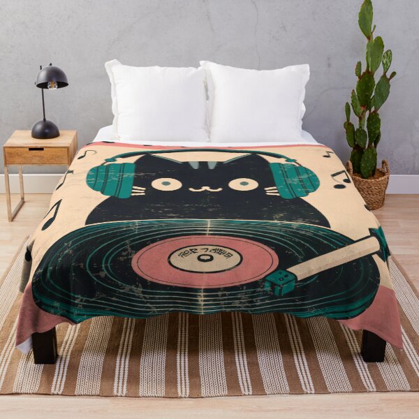 Item preview, Cat DJ Retro Vinyl Pop Art Vintage music headphones designed and sold by IAPICTURE.