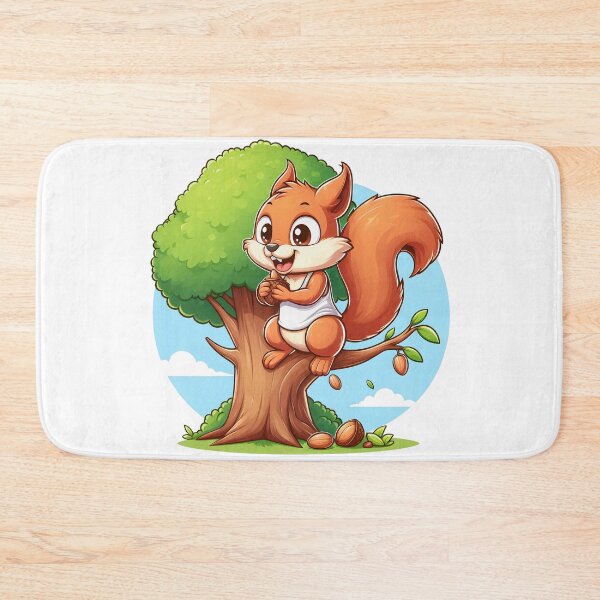Item preview, cartoon of a squirrel wearing a t-shirt eating nuts on a tree designed and sold by MzulhilmiZam.