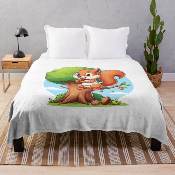 Item preview, cartoon of a squirrel wearing a t-shirt eating nuts on a tree designed and sold by MzulhilmiZam.