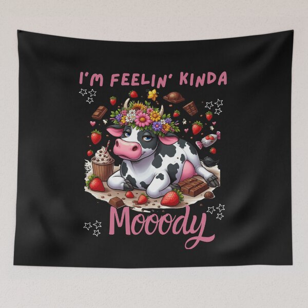 Item preview, Cute Cow With Floral Headband Feelin' Kinda Mooody designed and sold by AlienOccupation.