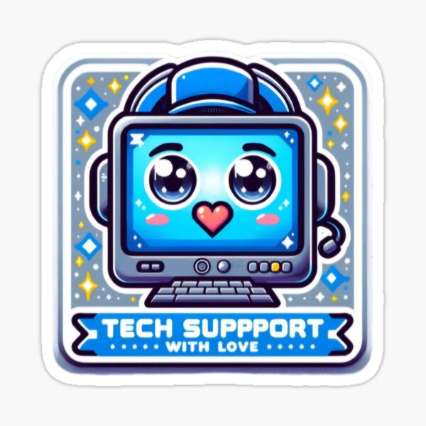 Item preview, Cute tech support with love sticker designed and sold by WooshiArt.