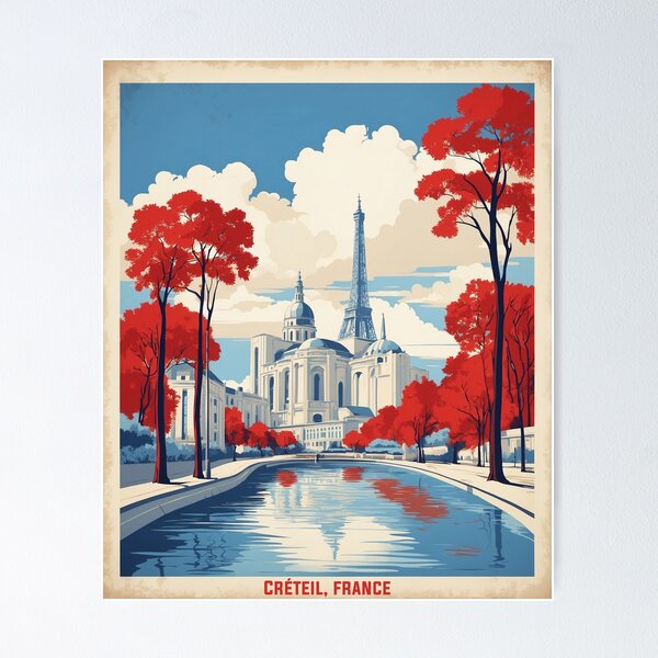 Aperçu de l'œuvre Créteil France Tourisme Voyage Vintage créée et vendue par TravelersGems.