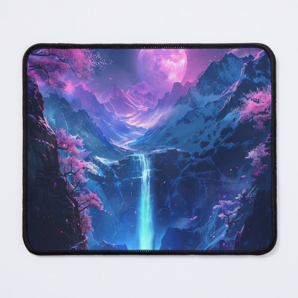 Item preview, Neon Nights: Tranquil Dreamscapes of a Japanese Mountain Lake Illuminated by the Serene Glow of Neon Lights designed and sold by Mullet Monkey.