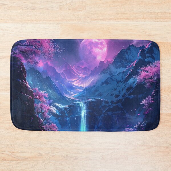 Item preview, Neon Nights: Tranquil Dreamscapes of a Japanese Mountain Lake Illuminated by the Serene Glow of Neon Lights designed and sold by Mullet Monkey.