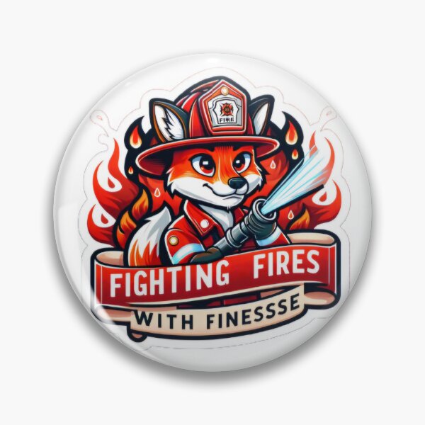 Item preview, Fighting fires fox with finesse fire fighter sticker designed and sold by WooshiArt.