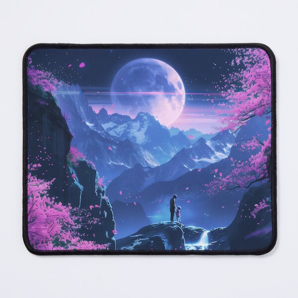Item preview, Enchanted Glow: Japanese Neon Fantasy Unfolds by the Reflective Waters of the Mountain Lake, Creating a Scene of Surreal Beauty designed and sold by Mullet Monkey.