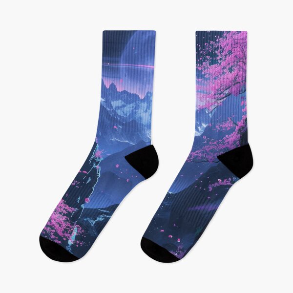 Item preview, Enchanted Glow: Japanese Neon Fantasy Unfolds by the Reflective Waters of the Mountain Lake, Creating a Scene of Surreal Beauty designed and sold by Mullet Monkey.