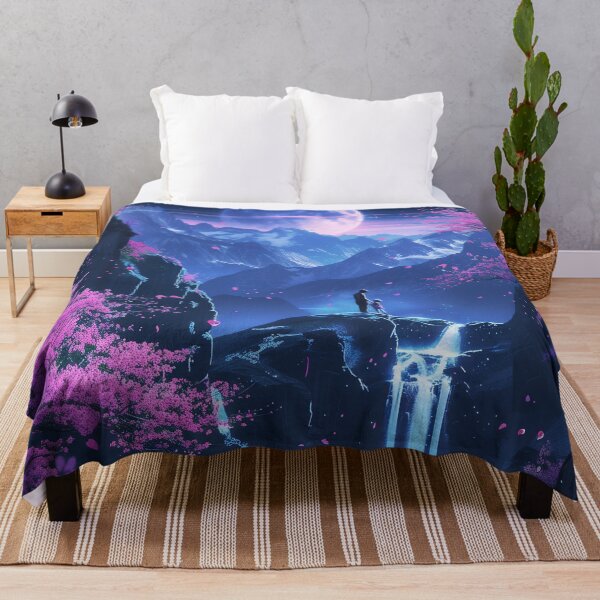 Item preview, Enchanted Glow: Japanese Neon Fantasy Unfolds by the Reflective Waters of the Mountain Lake, Creating a Scene of Surreal Beauty designed and sold by Mullet Monkey.