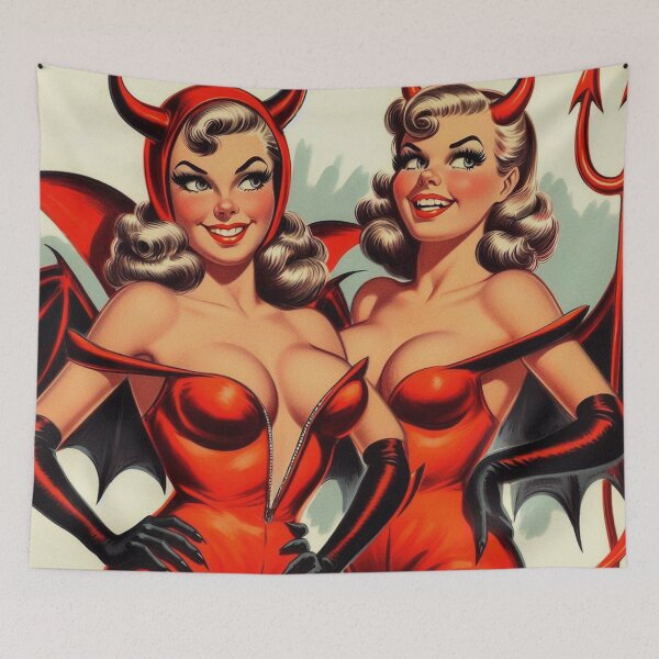 Item preview, Retro Devil Girls designed and sold by PulpVintage.