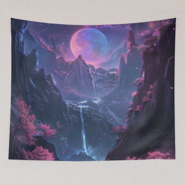 Item preview, Neon Lights Dance Across the Japanese Mountain Lake, Casting an Otherworldly Aura of Peace and Tranquility designed and sold by Mullet Monkey.