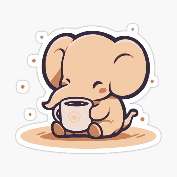 Item preview, Cute Baby Elephant Drinking Coffee designed and sold by NosandEdgy.