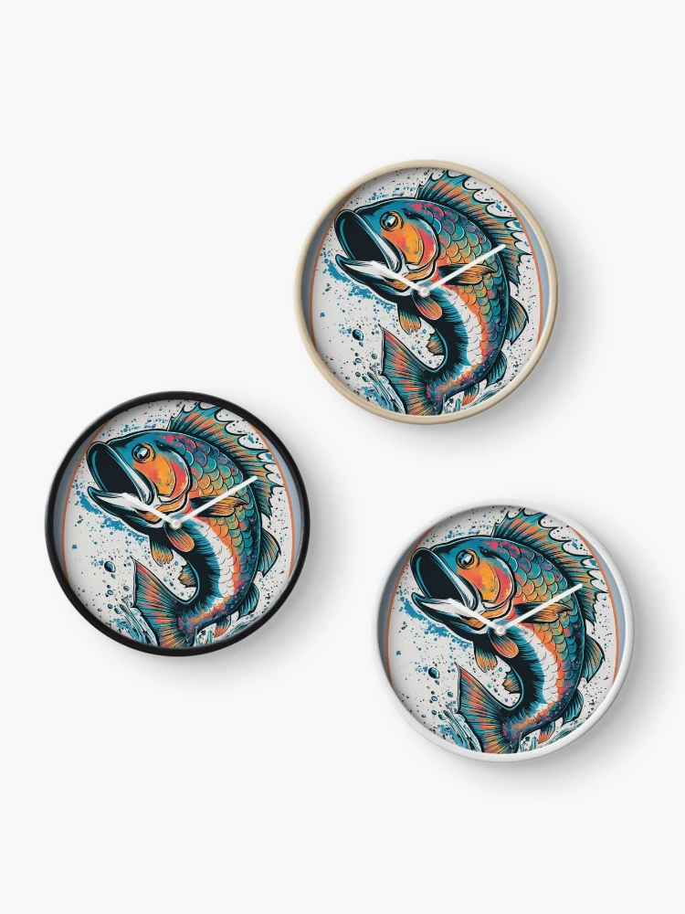 Thumbnail 3 of 4, Clock, Colorful Fish Oval designed and sold by RWCarpenter.