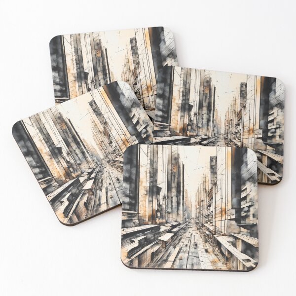 Item preview, Future City Japanese Watercolor no.1, Single Point Perspective designed and sold by Kendall Anderson.