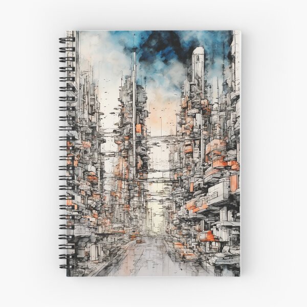 Item preview, Future City Japanese Watercolor no.2, Dense Downtown Street designed and sold by Kendall Anderson.
