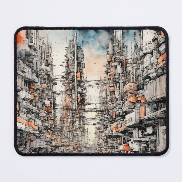 Item preview, Future City Japanese Watercolor no.2, Dense Downtown Street designed and sold by Kendall Anderson.