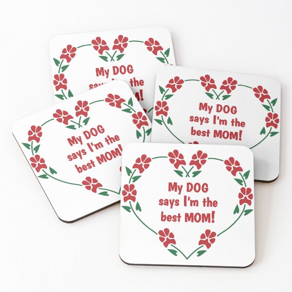 Item preview, Best Dog Mom red pawprint flowers easy to read designed and sold by SpiralMirage.