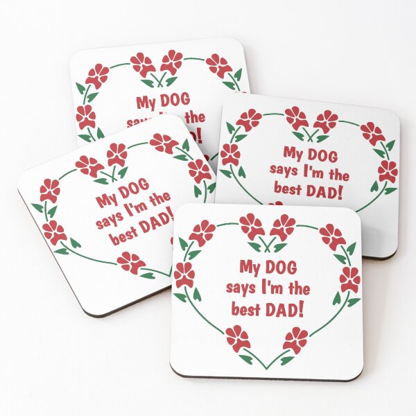 Item preview, Best Dog Dad red pawprint flowers easy to read designed and sold by SpiralMirage.