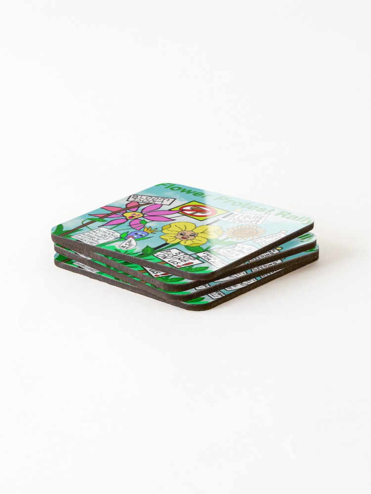 Thumbnail 4 of 5, Coasters (Set of 4), Flower Protest Rally designed and sold by RedLeafPine.