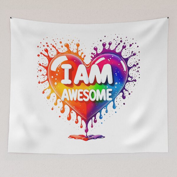 Item preview, I Am Awesome Heart Rainbow Colors designed and sold by LKozerski.