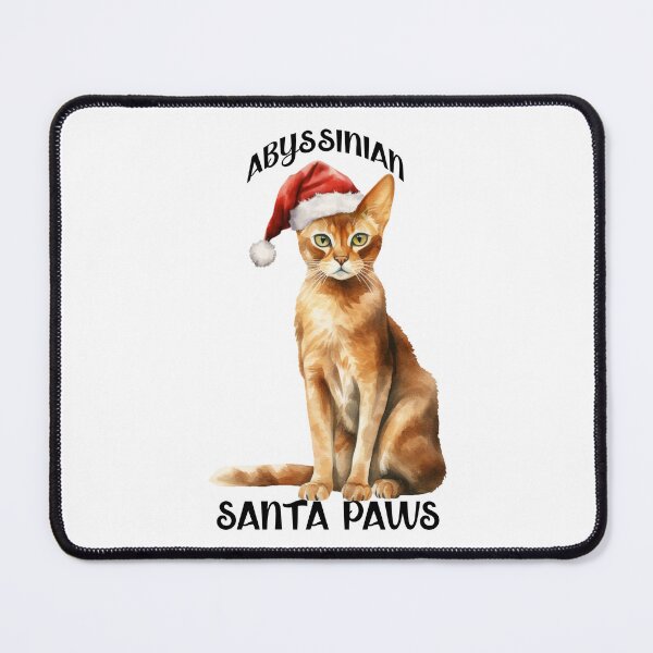 Item preview, Abyssinian Cat in a Santa Hat designed and sold by quiltsncatitude.