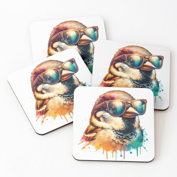 Item preview, Watercolor House Sparrow Wearing Sunglasses designed and sold by TheAnimalZ00.