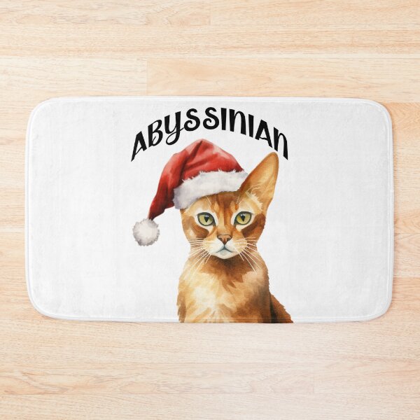 Item preview, Abyssinian Cat in a Santa Hat designed and sold by quiltsncatitude.