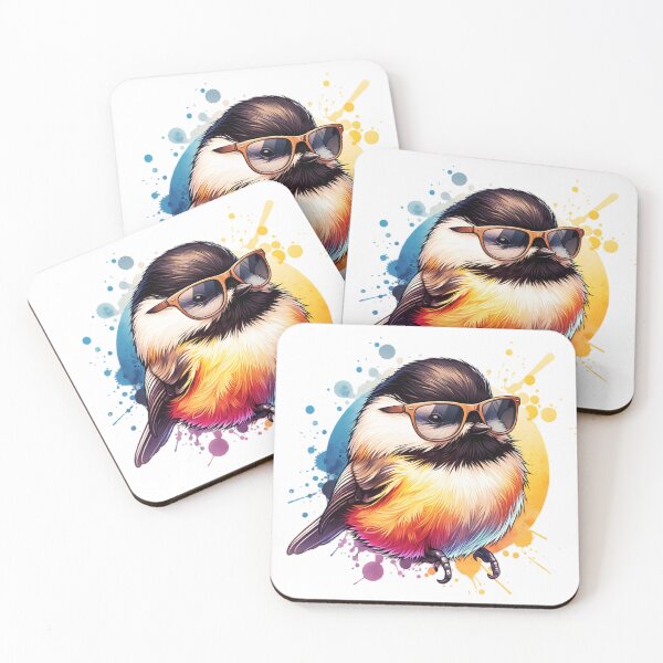 Item preview, Watercolor Carolina Chickadee Wearing Sunglasses designed and sold by TheAnimalZ00.